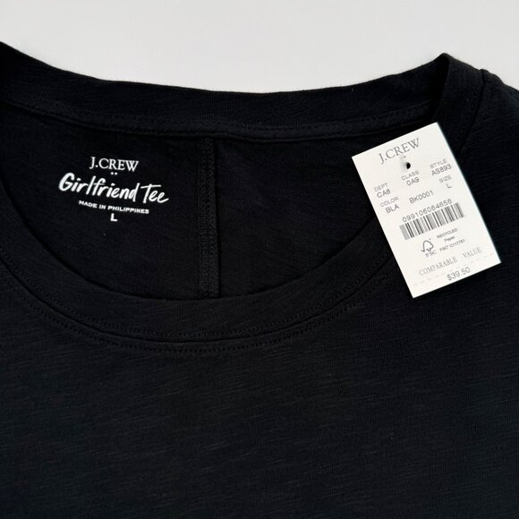 NWT J.Crew Factory Girlfriend Tee Black Long Sleeve Crewneck Women’s Large - Picture 4 of 9